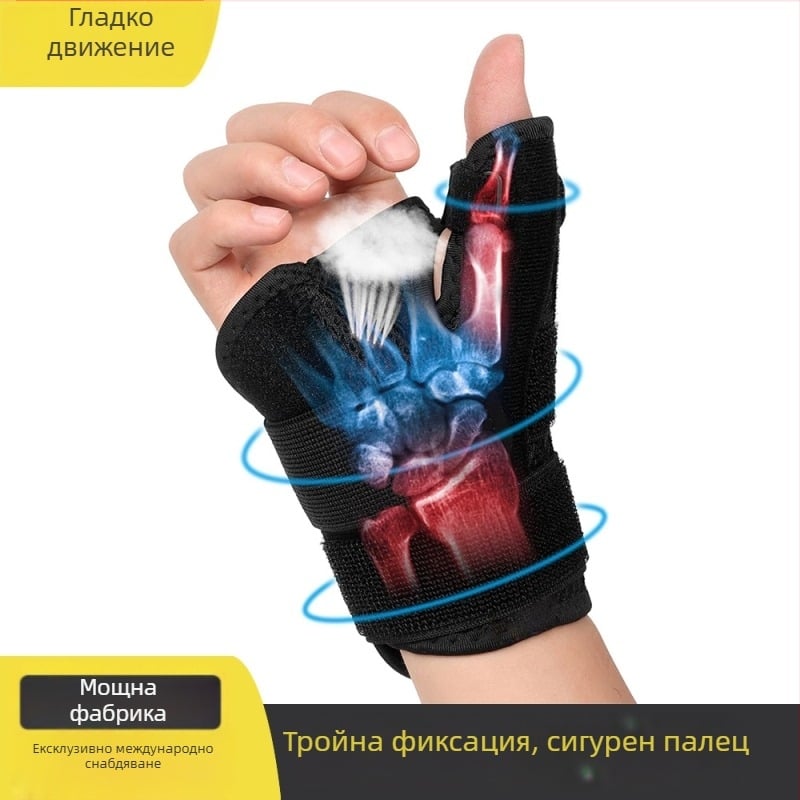 Ортеза за палец и китка с фиксираща скоба, компресионна поддръжка и защита на сухожилието (SBR/мрежа)