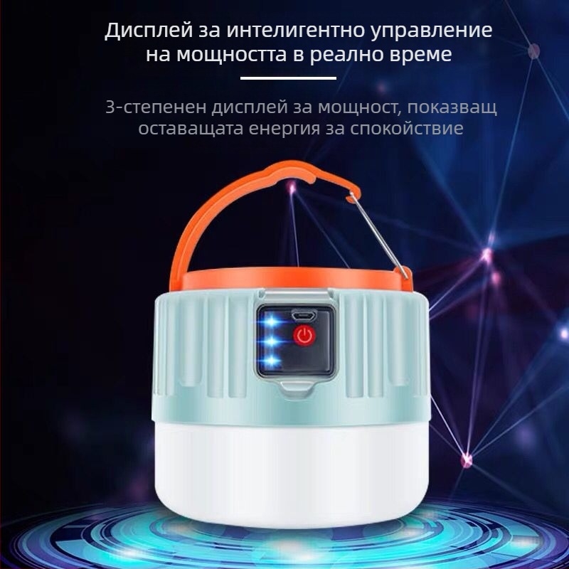 LED соларна къмпинг лампа с дистанционно управление, презареждаща се, външна палаткова светлина, 3.7V 10W
