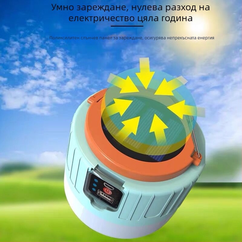 LED соларна къмпинг лампа с дистанционно управление, презареждаща се, външна палаткова светлина, 3.7V 10W