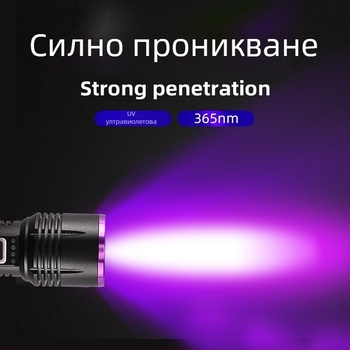 UV фенерче 365nm, Type-C зареждане, детектор за флуоресценция на банкноти, 30W, корпус от алуминиева сплав