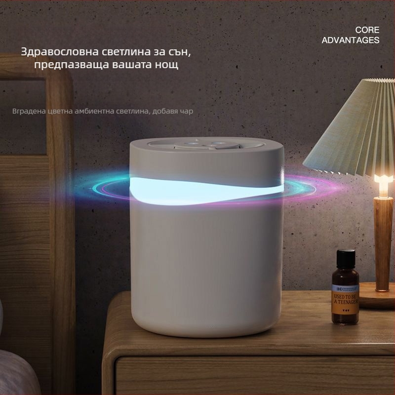 Minhuang HSK USB захранван овлажнител за дома, подходящ за помещения до 10 м², резервоар 4.1–6.0 л, 3 изхода за мъгла