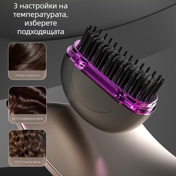 Безжичен уред за изправяне и къдрене на коса с керамично покритие на нагревателя, 27W, 3 степени температура, диаметър на нагревателя под 15 мм