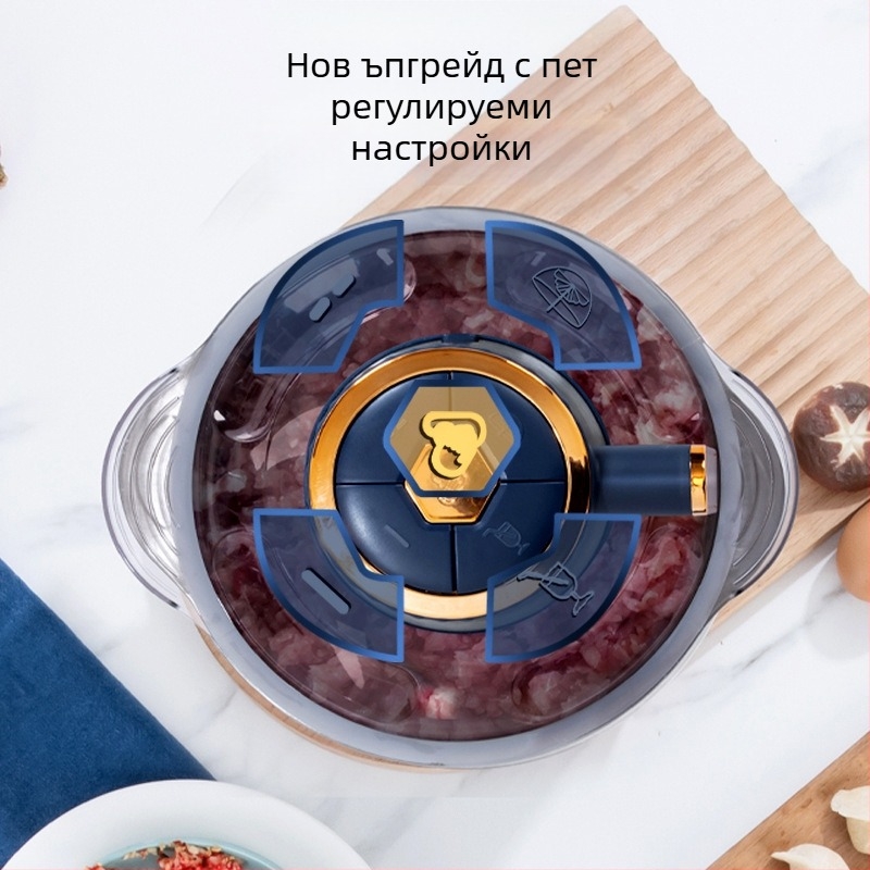 Месомелачка за домакинство, капацитет 5–10 л, 111–240 V, 10 000–19 999 об/мин, 4 остриета с двойно смесване, корпус и купа от неръждаема стомана