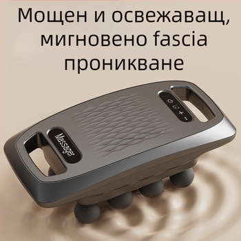 Фасциален масажор за цялото тяло с LCD дисплей, 6+ глави за масаж, мотор с четки, вградена батерия 1200–2000 mAh, шум под 36 dB