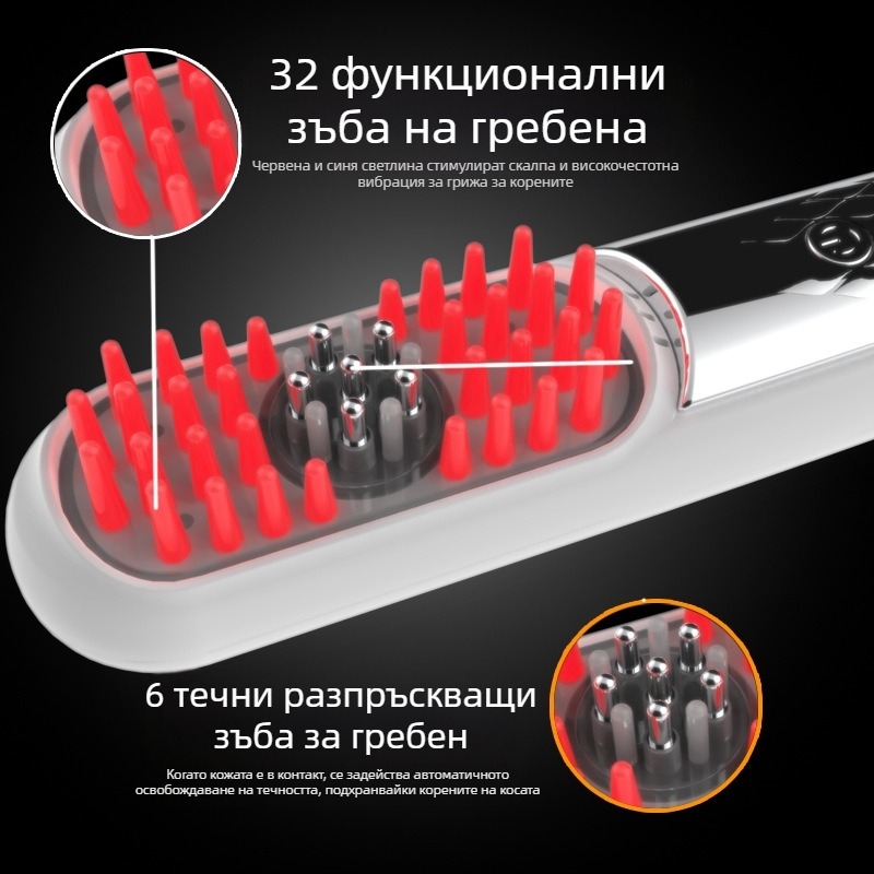 Електрически гребен за медикаментозна грижа на скалпа със светлинна терапия, модел HF188