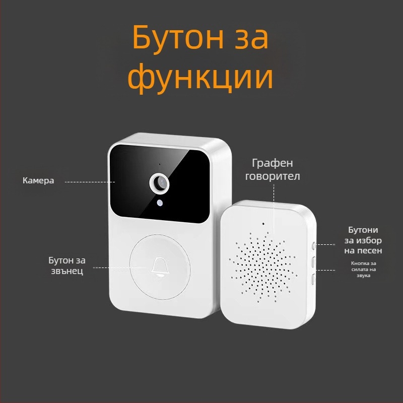 Безжичен визуален домофон, модел x9; литиева батерия; 5V захранване; музикален звън; за дома и офиса