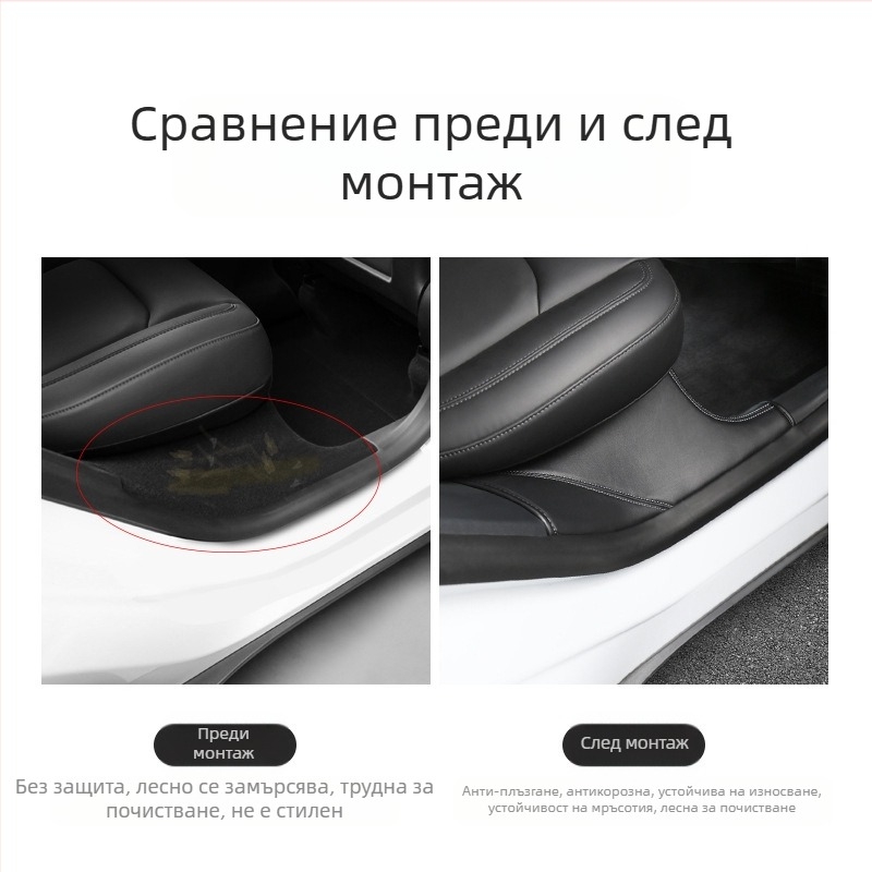 Tesla Model Y кожен праг за задни врати, с вграден защитен филм против удар от крак