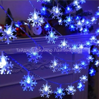 Снежинков LED низ за декорация, 20 LED диода, IP44, 3000K, батерийно захранване за вътрешно и външно ползване
