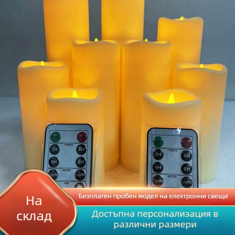 Електронна свещ със дистанционно управление – колона, пластмасова, инжекционно формована LED свещ за романтична атмосфера