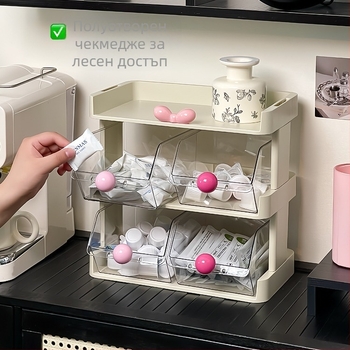 Стойка за чаши за чай и кутия за пакетчета чай с опционална многослойна конфигурация, произход Таизоу, лицензирана частна марка, модерен минималистичен стил