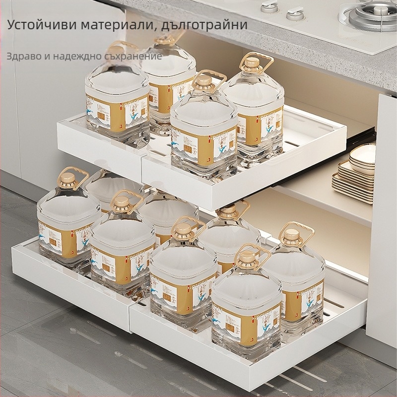 Изтеглящ се органайзер за шкаф, от въглеродна стомана, сгъваем, подвижен, без монтаж, мултифункционален