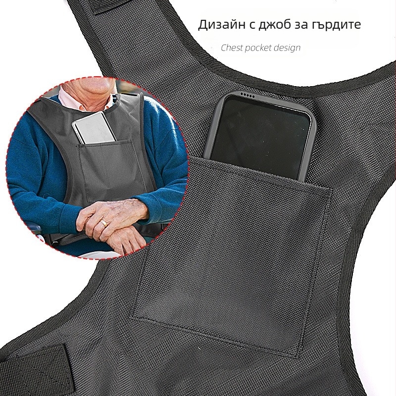 Пояс за инвалидна количка с жилет стил, антипадане, Oxford плат, пластмасова катарама, найлонова лента (Материал: Oxford; Катарама: пластмасова; Лента: найлон; За: възрастни)