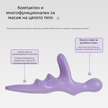 Ръчен масажор за стъпала — механичен контрол; без захранване; костно-форма глава; за крака и стъпало; 3 типа масажни глави: конвексна, акупунктурна и кръгла