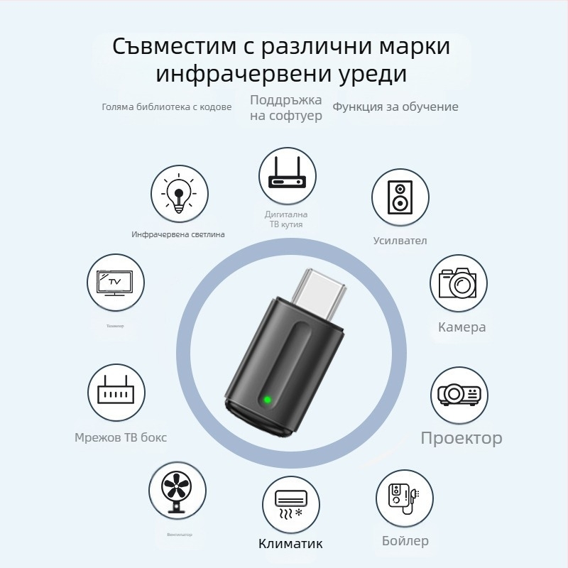 Умен инфрачервен предавател за мобилни телефони, модел 54156, USB интерфейс (Apple/Huawei), пластмасово-метална конструкция, без сензорен екран