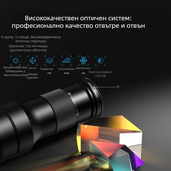 APEXEL TM6 смартфонен обектив: 6x увеличение, 2-в-1 телескоп и макро; съвместим с Apple, Oppo, OnePlus, Samsung, Huawei, Honor, Xiaomi; тегло 131 g.