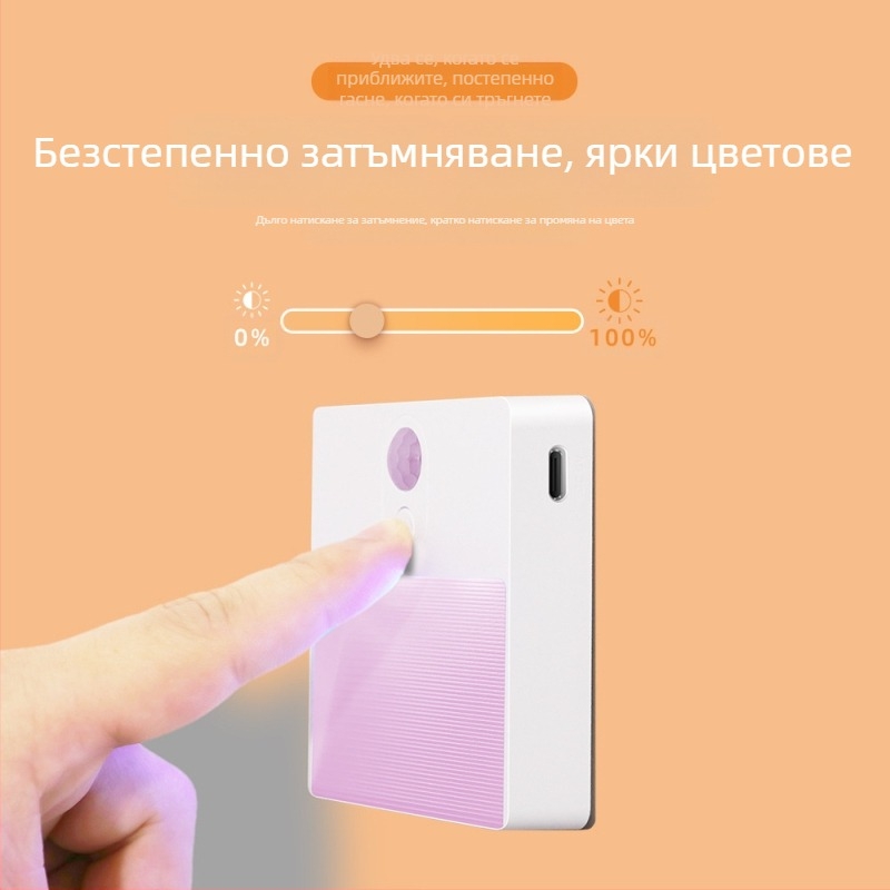 Нощна лампа с датчик за движение, вградена батерия, USB магнитна LED лампа, интелигентно управление, геометричен 3D дизайн