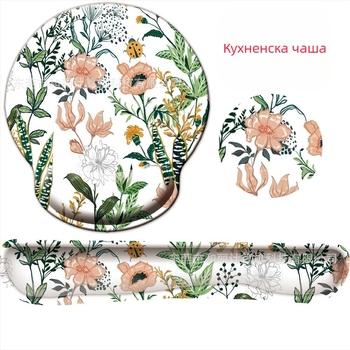 Голям комплект за китката: подложка за мишка с паметна пяна и гумена подложка за клавиатура; повърхност от млечна коприна, неплъзгаща основа, едностранен, пластмасово оформена