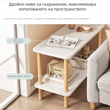 Малка мултифункционална маса за хол с мраморна горна повърхност, дървена рамка, с колелца, прост модерен дизайн, лесно сглобяване