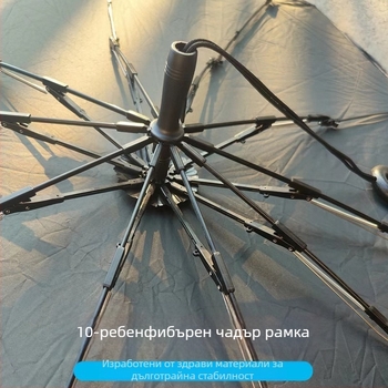 Телескопичен чадър за автомобил – слънцезащитна щора за предното стъкло, плат титаново-сребърен, възможност за лого, универсална съвместимост (Toyota)