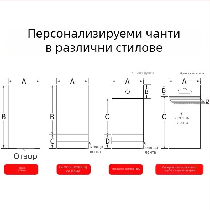 OPP самозалепваща опаковъчна торбичка, персонализирана с печат на лого, гравюрен печат и студено рязане; материали: PVC, PET, PE, OPP, CPP, PP