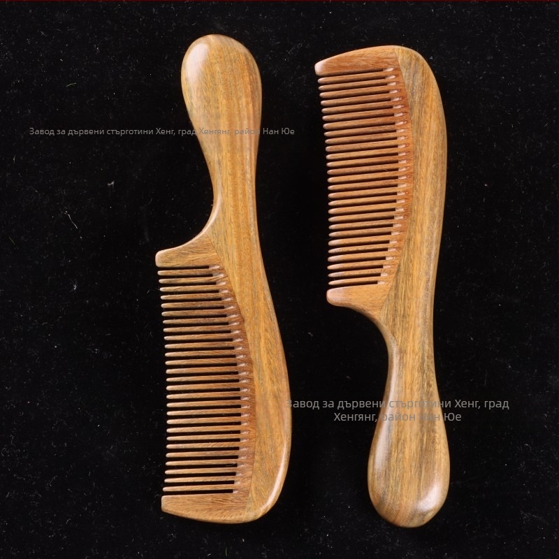 Дървен гребен с барабанна дръжка, масаж на скалпа