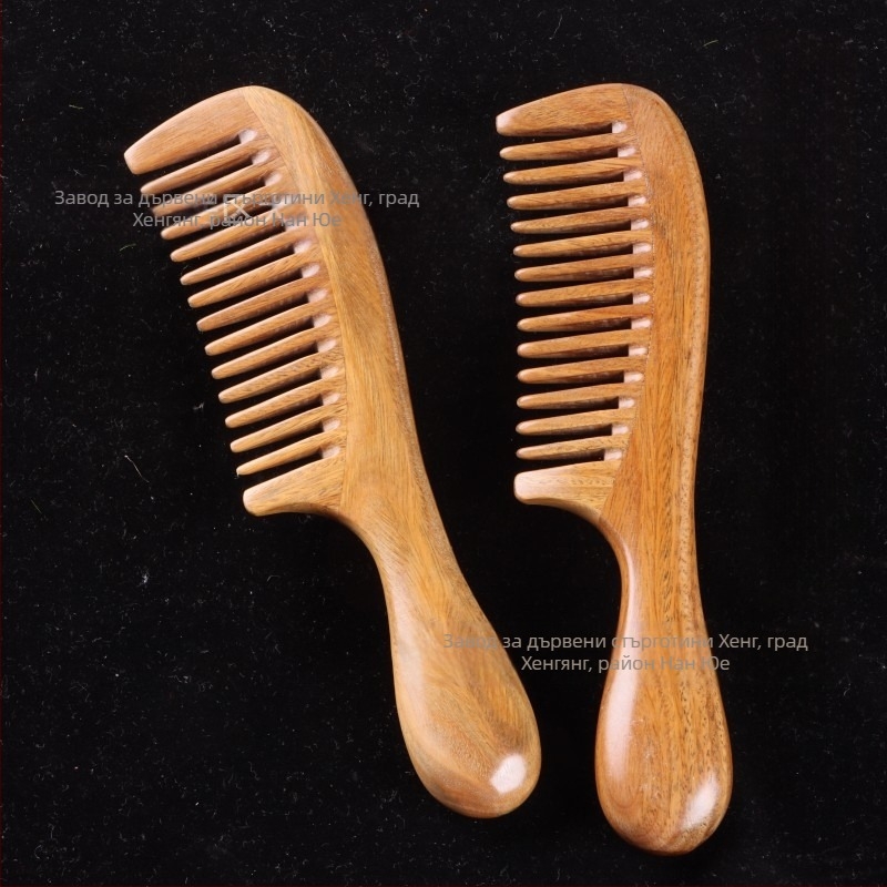 Дървен гребен с барабанна дръжка, масаж на скалпа