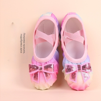 Детски балетни обувки за момичета – дишащ платнен горнище, гумена подметка, мека подметка за балетни репетиции