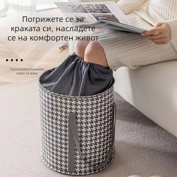 Сгъваема кофа за къпане на крака с височина над прасците; петслойна топлоизолационна чанта; нетъкан текстил; постоянна температура; за възрастни.