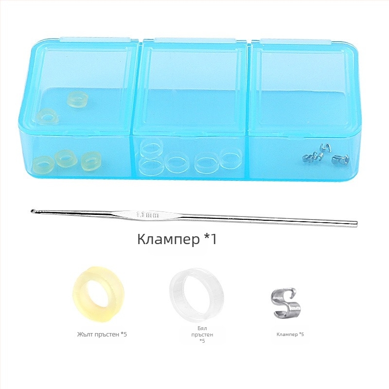 Пръстен за крак за нокти с разтягащ се механизъм и ролка за канала на нокътя; миещ се, повторно използваем, 18 g гума и неръждаема стомана