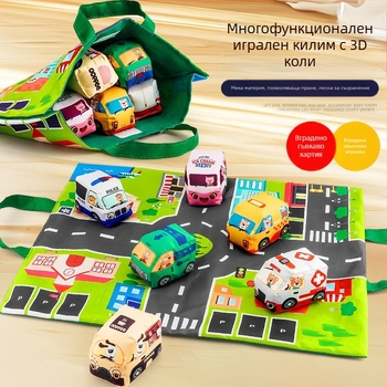 Текстилна бебешка активна постелка с карта за игра (Материал: текстил; Възраст: 0–3 години; Вид постелка: обща за лазене; Развиващи ползи: координация ръка-око, сетивност, визуално възприятие; Интерактивно)