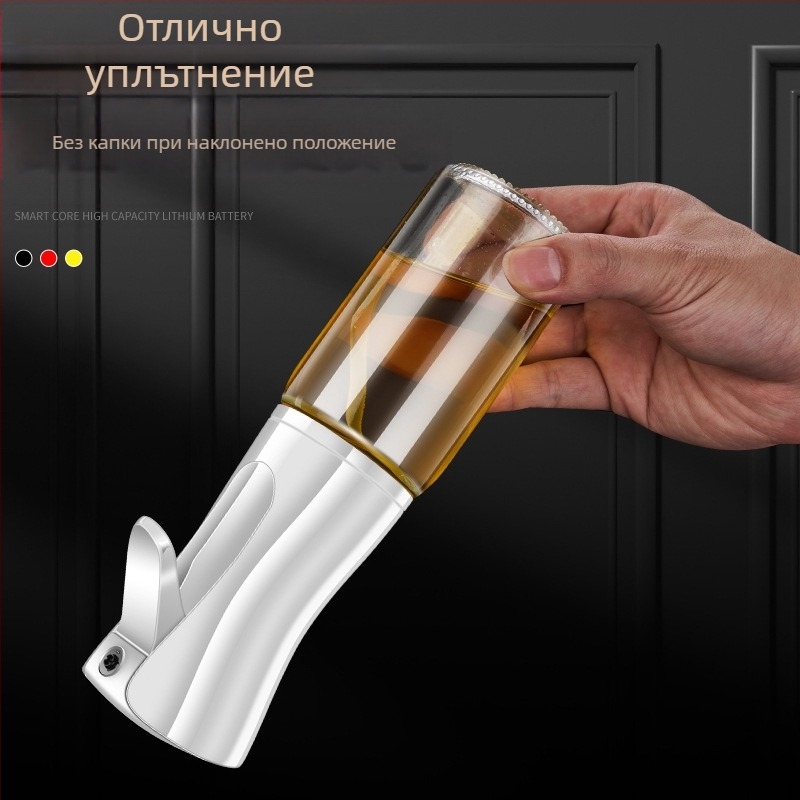 Стъклена бутилка за пръскане на масло – натиснете за пръскане, модерен минималистичен стил, печатано лого, бутилка за масло