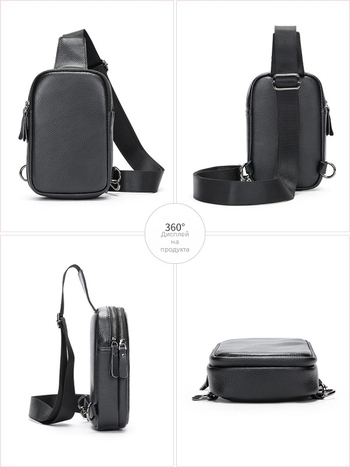 Мъжка чанта за гърдите в стил улична мода, от естествена кожа, кожа от първи слой, устойчива на износване, Пролет 2024