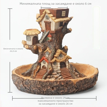 Дървоподобна къщичка за сукуленти от естествена смола — пасторален стил, смолна изработка, Polka dot life
