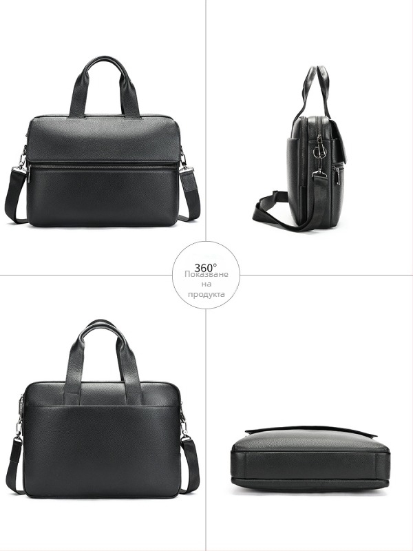 Maltette Кожена делова чанта през рамо — естествена кожа от първи слой, голям капацитет, износоустойчива