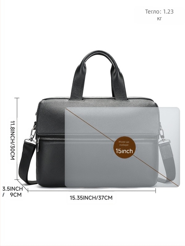 Maltette Кожена делова чанта през рамо — естествена кожа от първи слой, голям капацитет, износоустойчива