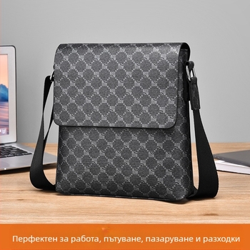 Мъжка презрамна чанта PU кожа, водоустойчива, стил бизнес пътуване, подплата полиестер (PU кожа; водоустойчива; стил: бизнес пътуване; подплата: полиестер)