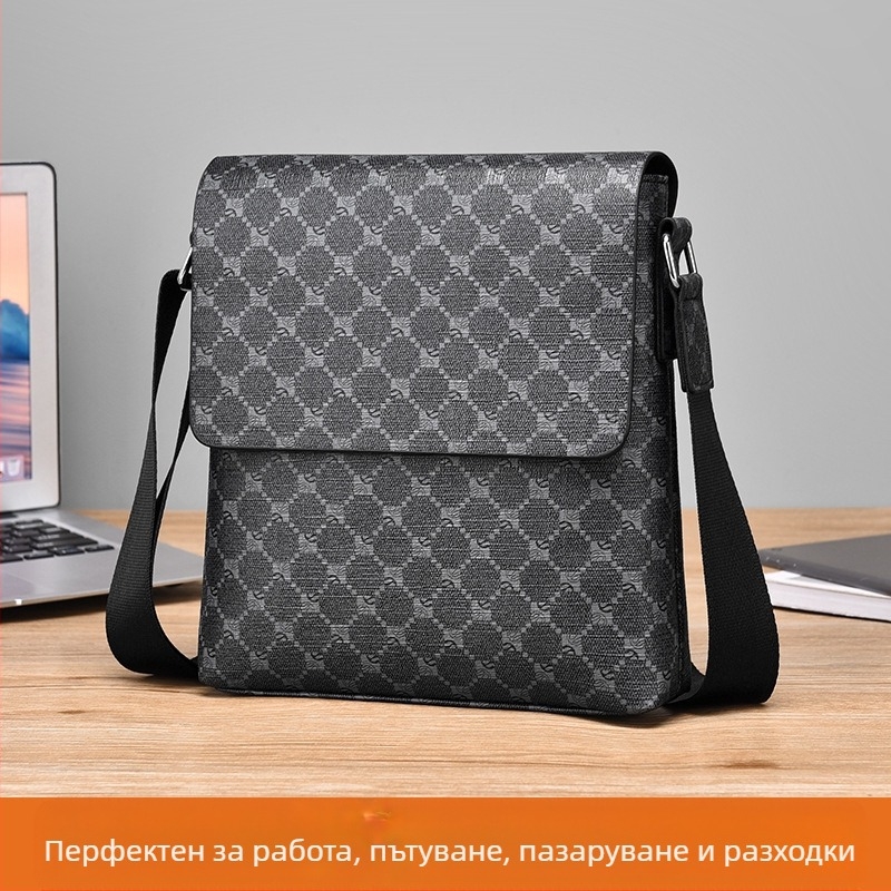 Мъжка презрамна чанта PU кожа, водоустойчива, стил бизнес пътуване, подплата полиестер (PU кожа; водоустойчива; стил: бизнес пътуване; подплата: полиестер)