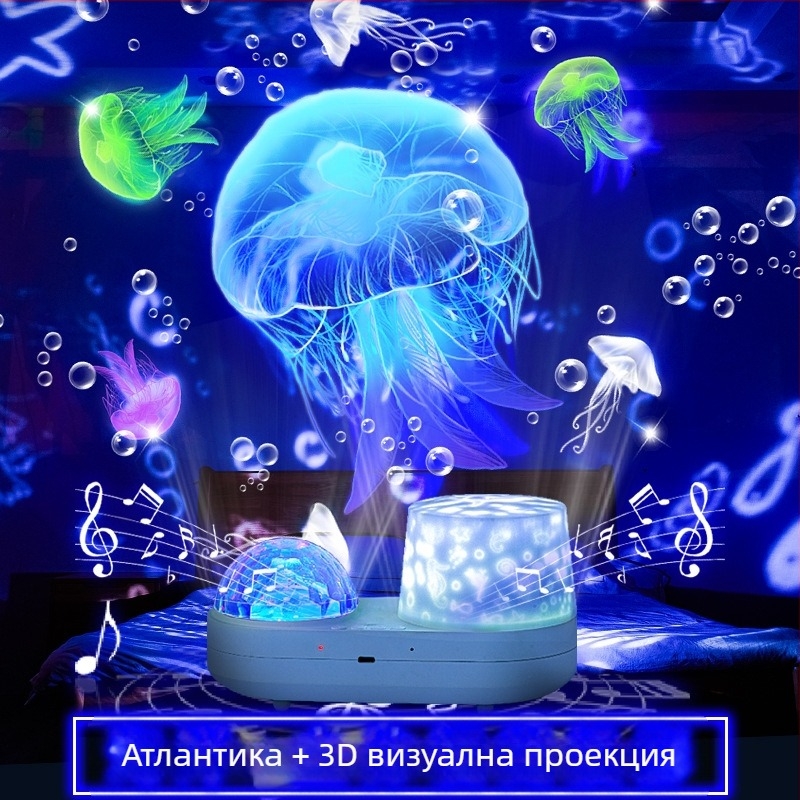 Нощна лампа със Bluetooth говорител, звездно прожектиране и водно-вълнов ефект
