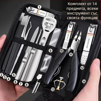 Педикюрен комплект с клещи за нокти и ножици – преносим, домашен модел, неръждаема стомана