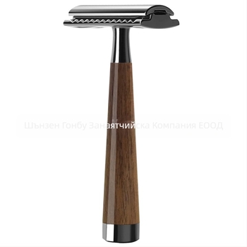 ZY ръчна самобръсначка с дръжка от орехово дърво, двустранно острие, 84 бр.