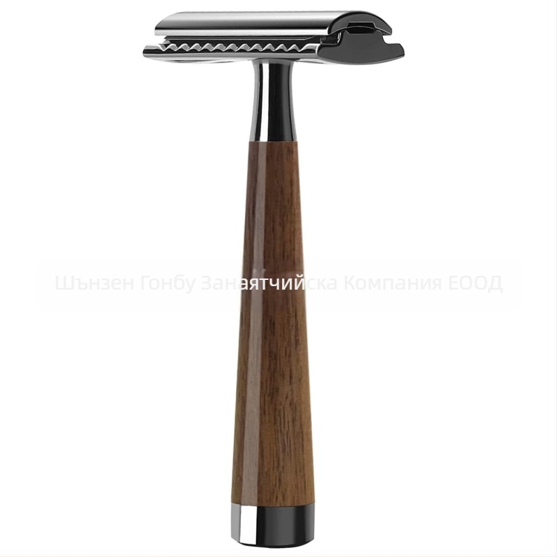 ZY ръчна самобръсначка с дръжка от орехово дърво, двустранно острие, 84 бр.