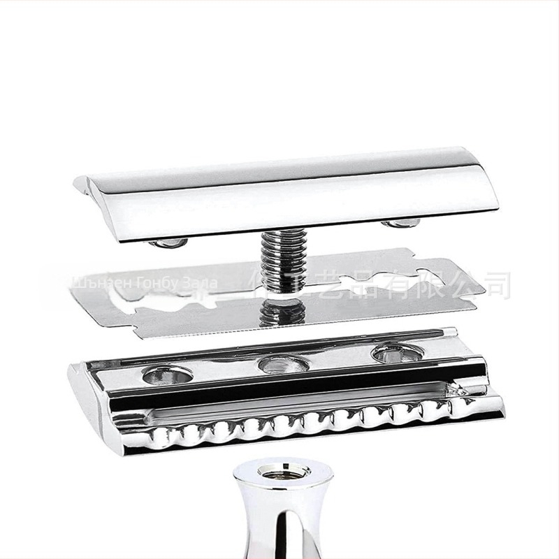 ZY ръчна самобръсначка с дръжка от орехово дърво, двустранно острие, 84 бр.