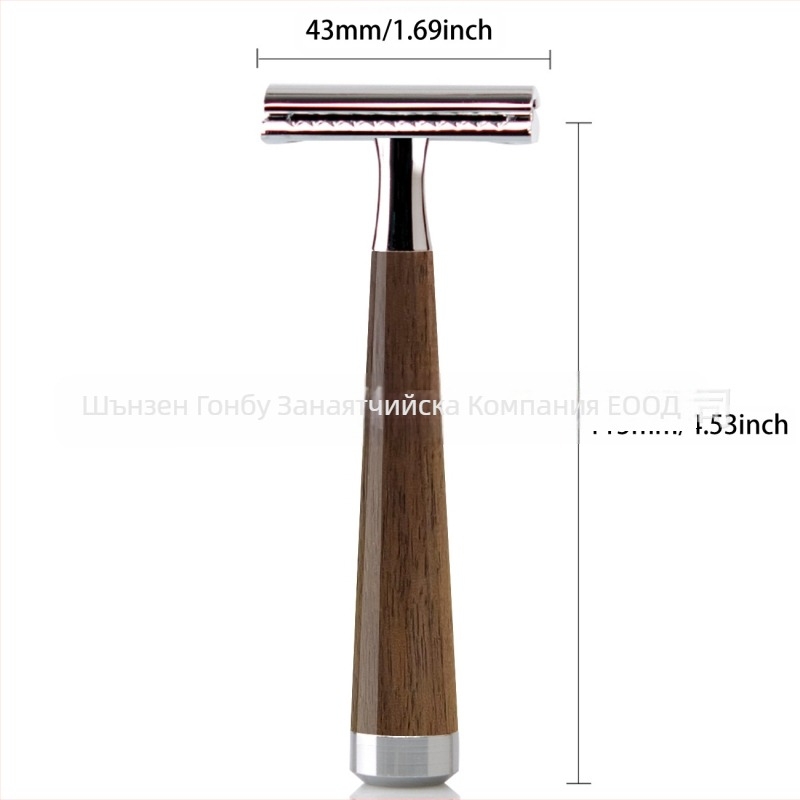 ZY ръчна самобръсначка с дръжка от орехово дърво, двустранно острие, 84 бр.