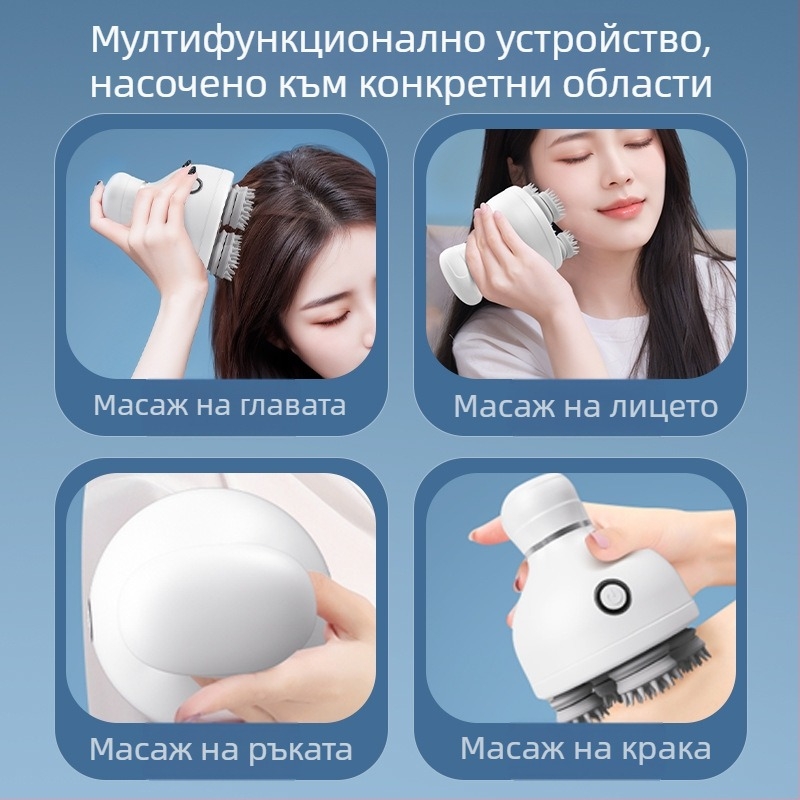 Масажор за скалп с щипкови глави, месещ масаж, презареждаем, 3 скорости, модел 820, управление с бутон
