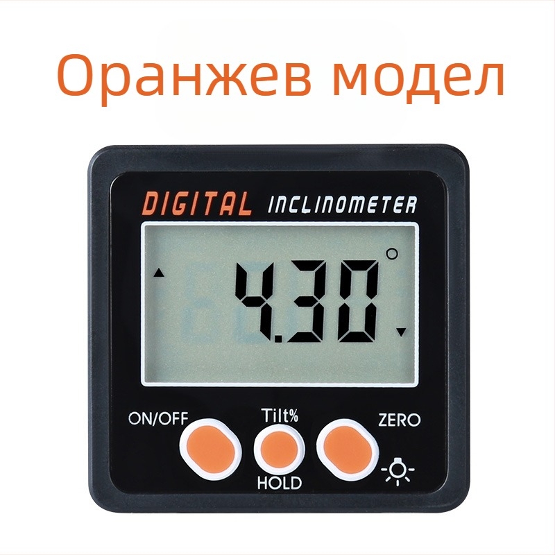 Мини електронен дигитален инклинометър с магнитна основа, диапазон 4×90°, висока точност
