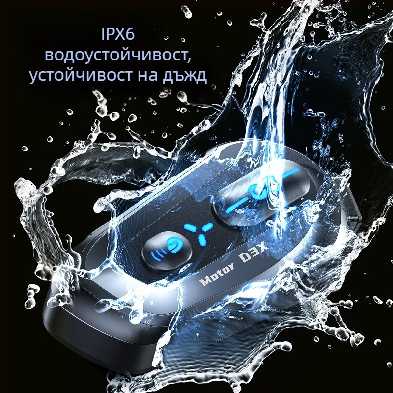 Хедсет за каска с Bluetooth за интерком, стерео, водоустойчив • Bluetooth 5.3 • До 15 м обхват • 8+ часа работа
