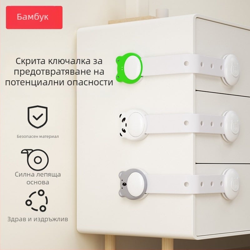 Bangbang Pig многофункционален детски предпазен замък за чекмеджета и шкафове, антищипване, защита на шкафни врати, 3 бр., баркод 6955021809269