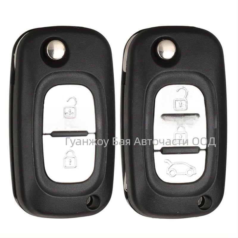 Сгъваем корпус за дистанционно ключ Renault Smart Lada, съвместим с 2/3 ключове, пластмасов корпус, медно-пластмасова ключова ламела, тегло 45.4 g