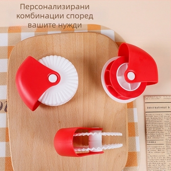 Кухненски инструмент за тесто и пица: ролка за рязане на тесто, колело за пица, колело за извиване, ръчен резач — пластмасов