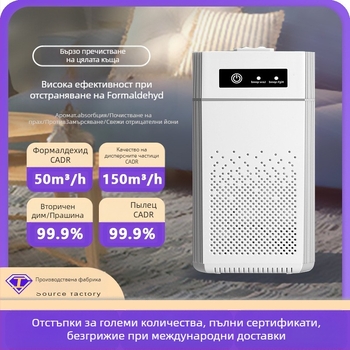 USB настолен пречиствател на въздуха с отрицателни йони, премахване на формалдехид и миризми; въздушен поток над 400 м³/ч, шум под 36 dB, USB захранване, активен въглен, UV и озон, обхват 61 м² и повече
